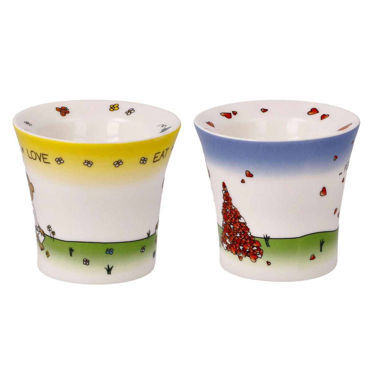 EIERBECHER 2er Set - Der kleine Yogi, New Bone China, Bunt - Multicolor, Keramik (6.5/6/6.5cm) - Goebel