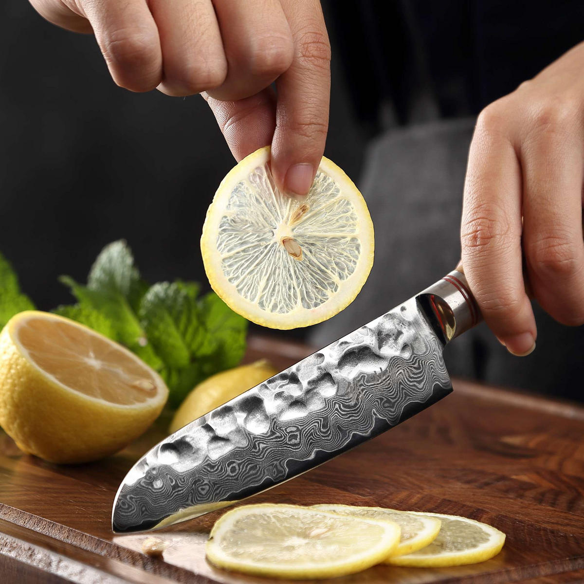 SANTOKUMESSER 12 cm - Braun, Holz/Metall (24cm) - Zayiko