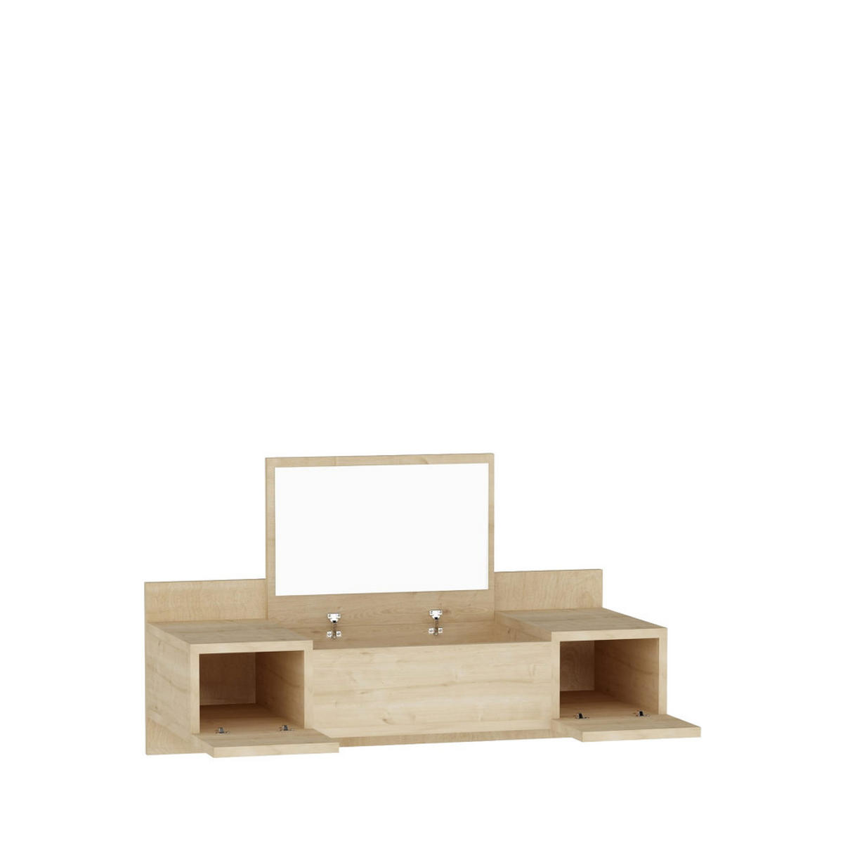 WANDFRISIERTISCH mit 3 Türen und integriertem Spiegel, L100 cm - Ely - Klares Holz - Eschefarben, Holz (100/33/39cm) - Drawer