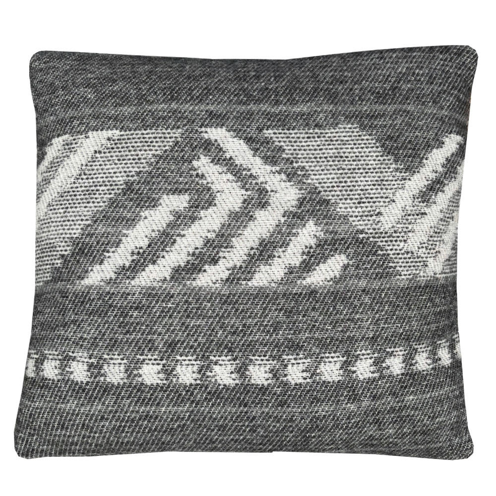 WOLLKISSEN Mochica schwarzes Ornament, quadratisch 45x45 - Anthrazit/Hellgrau, Textil (45/45/12cm) - Malagoon