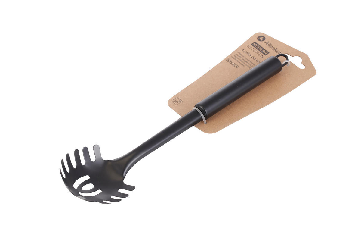 NUDELLÖFFEL Modern Kitchen Schwarz 30/6.5/4 cm Metall - Schwarz, Metall (30cm) - Mondex