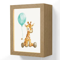 WANDLEUCHTE Giraffe - Baby - Tiere - Blauer Ballon 15x20 cm - Weiß, Holzwerkstoff (15/20/8cm) - OnlyWow