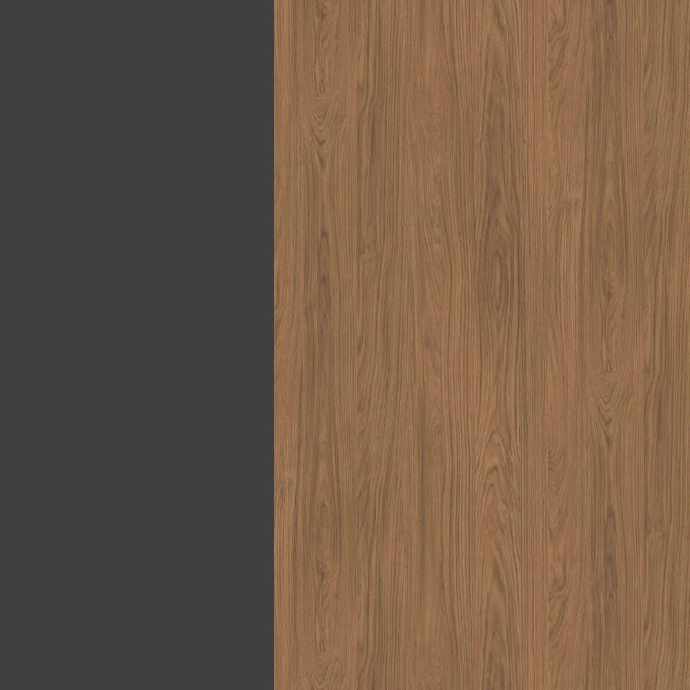 KÜCHENZEILE Casella 15-teilig Lava / Casella Eiche Natur braun - Dunkelgrau/Dunkelbraun, Holzwerkstoff/Metall (360/207/270cm) - Feldmann-Wohnen