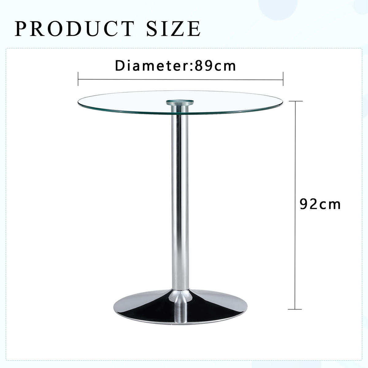 BARTISCH 89/89/92 cm Transparent Silber aus Glas und Metall pflegeleicht - Silberfarben, Glas (89/89/92cm) - OKWISH