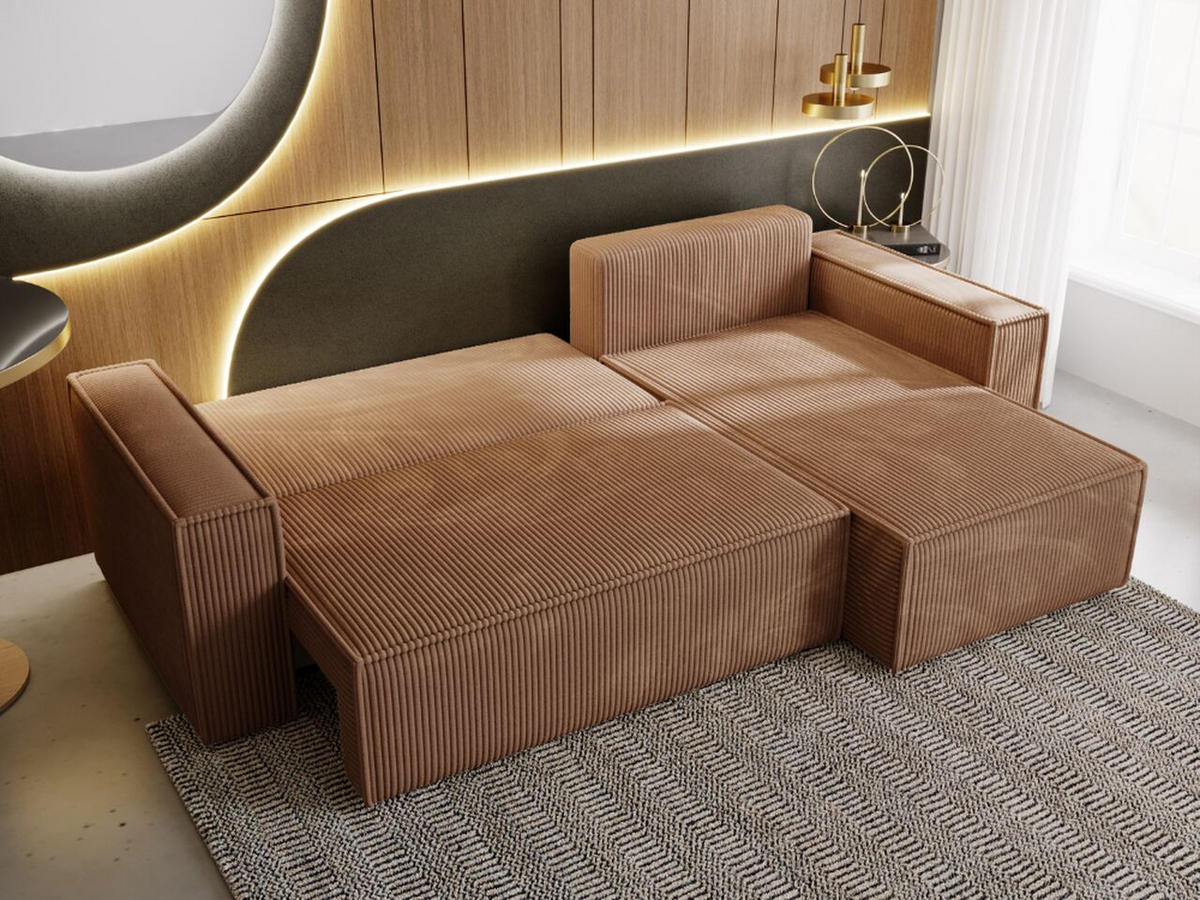ECKSOFA Prato XL Braun - Schwarz/Braun, Holz/Kunststoff (280/170cm) - Graingold