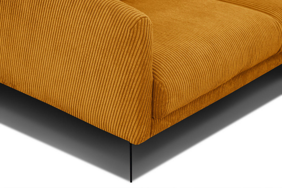 SOFA VILT 3-Sitzer, honig - Schwarz/Honig, Holzwerkstoff/Kunststoff (202/89/94cm) - Courtois Laville