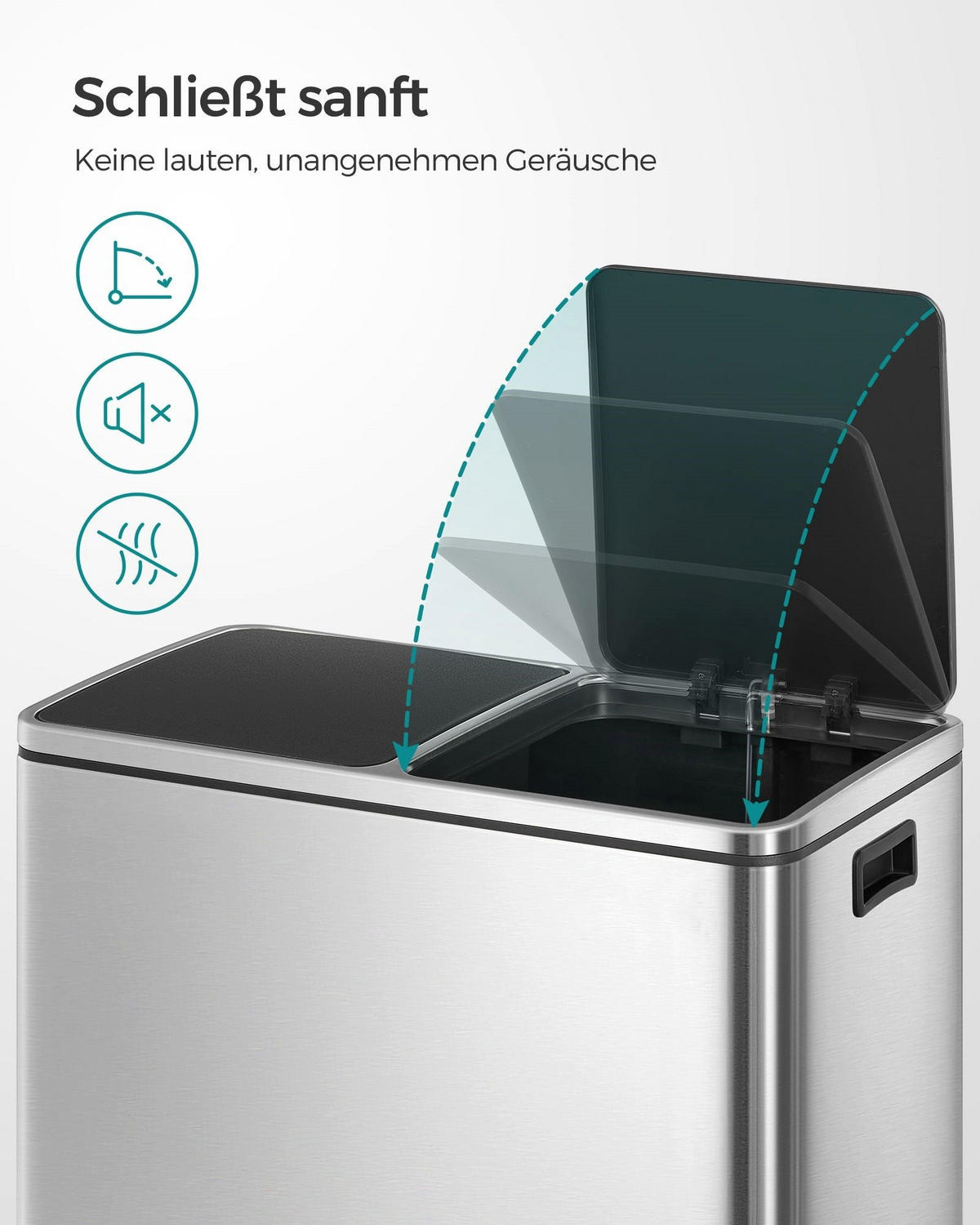 MÜLLEIMER KAMPALA - Silberfarben, Metall (32/65/59cm) - Hansiro