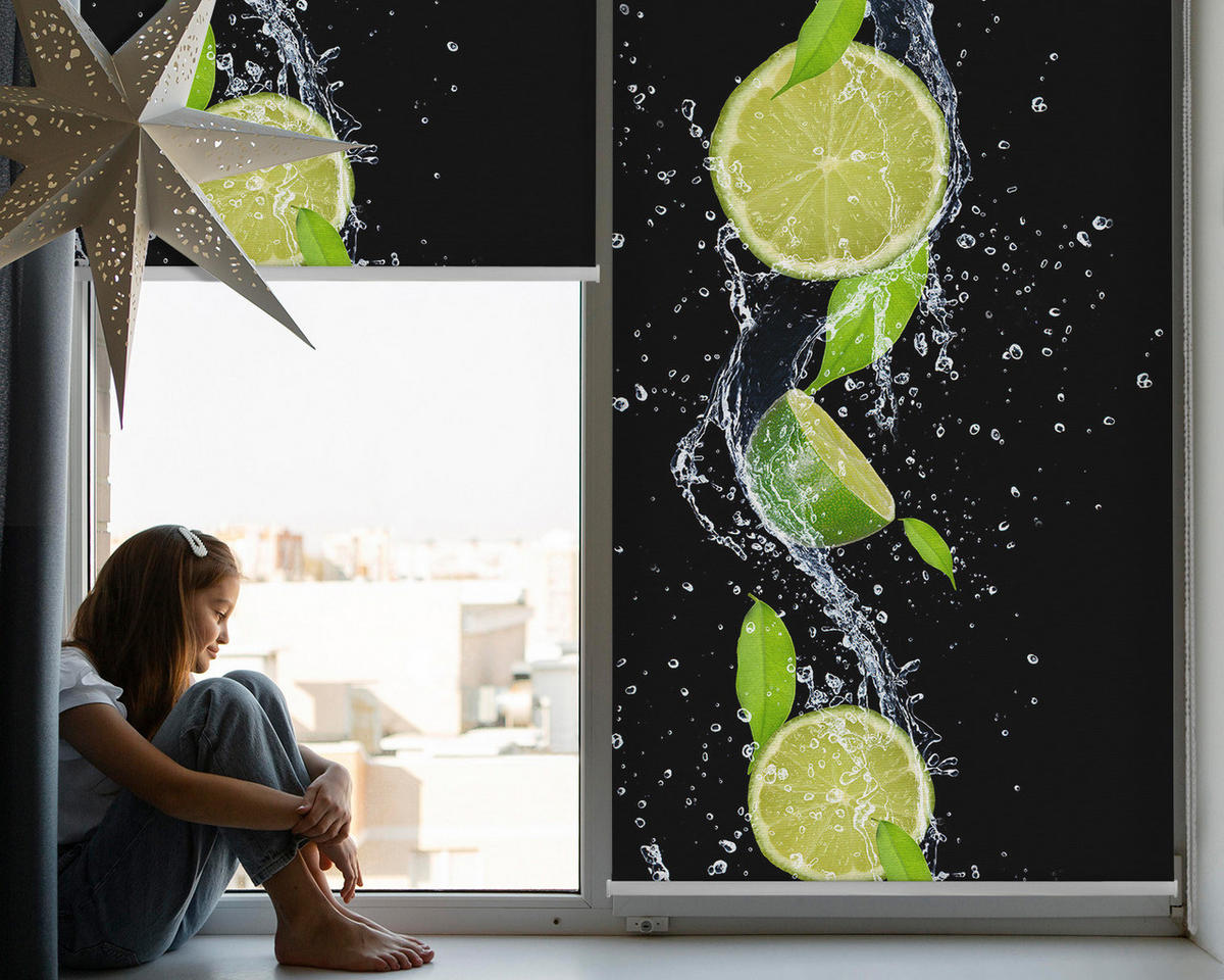 VNÚTORNÁ roleta - okenná roleta - roleta - 120x140 cm - Vápno padajúce do vody - čierna, plast (120/140/0.5cm) - TULUP