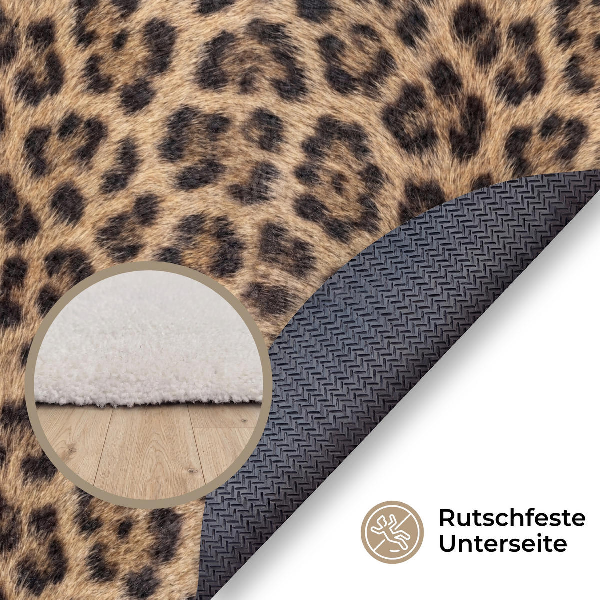 TEPPICH - Leopard - Mantel - Klassisch - Braun - 90x90 cm - Braun, Kunststoff/Textil (90/0.4cm) - OnlyWow