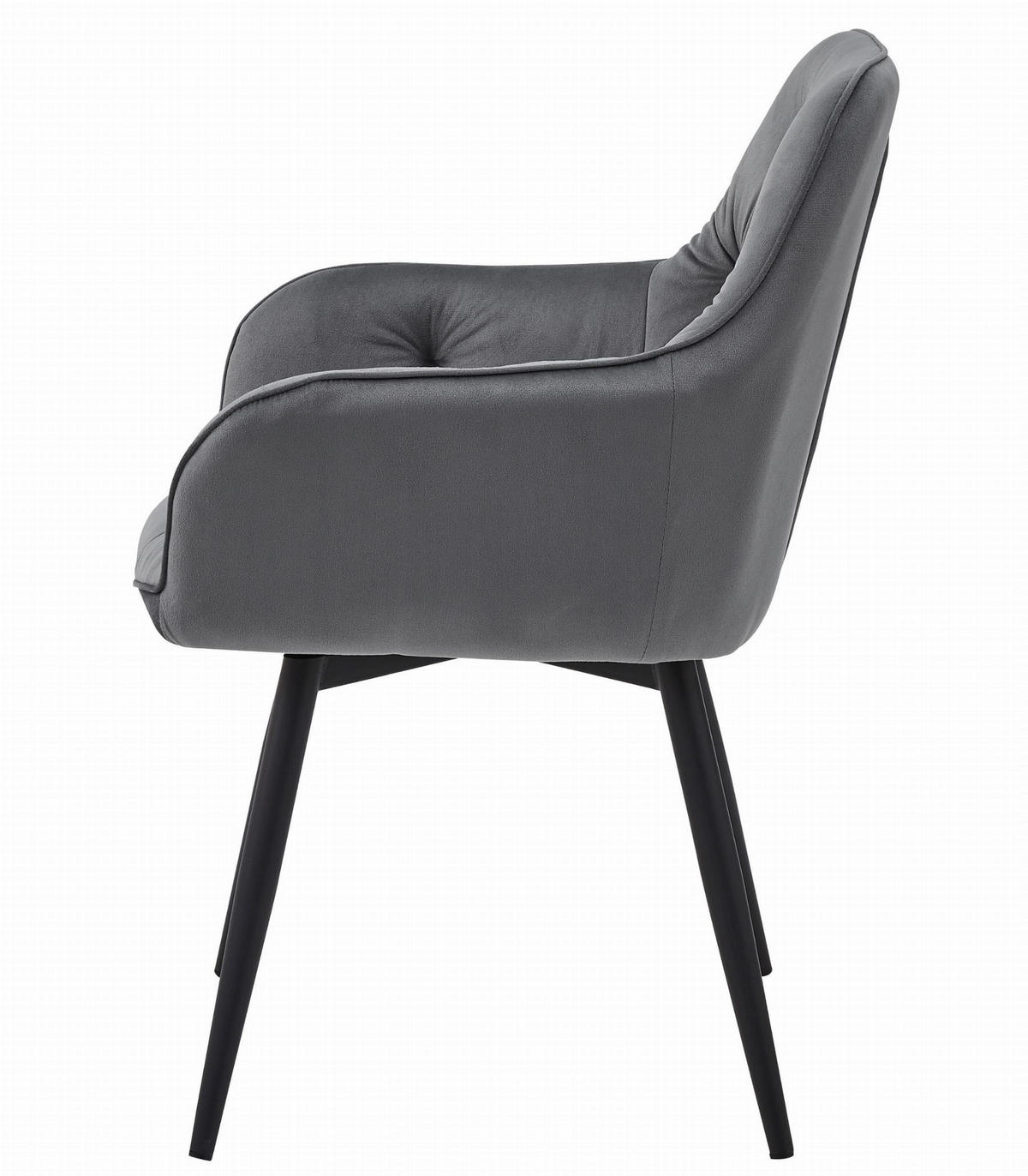 ESSZIMMERSTUHL LUKK360 dunkelgrauer Sitz, schwarze Beine - Dunkelgrau/Schwarz, Textil (56/84/61cm) - Valora