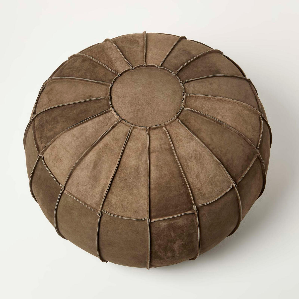 SITZPOUF rund aus Leder, 50/50/40 cm - Braun, Leder (50/40/50cm) - Homescapes