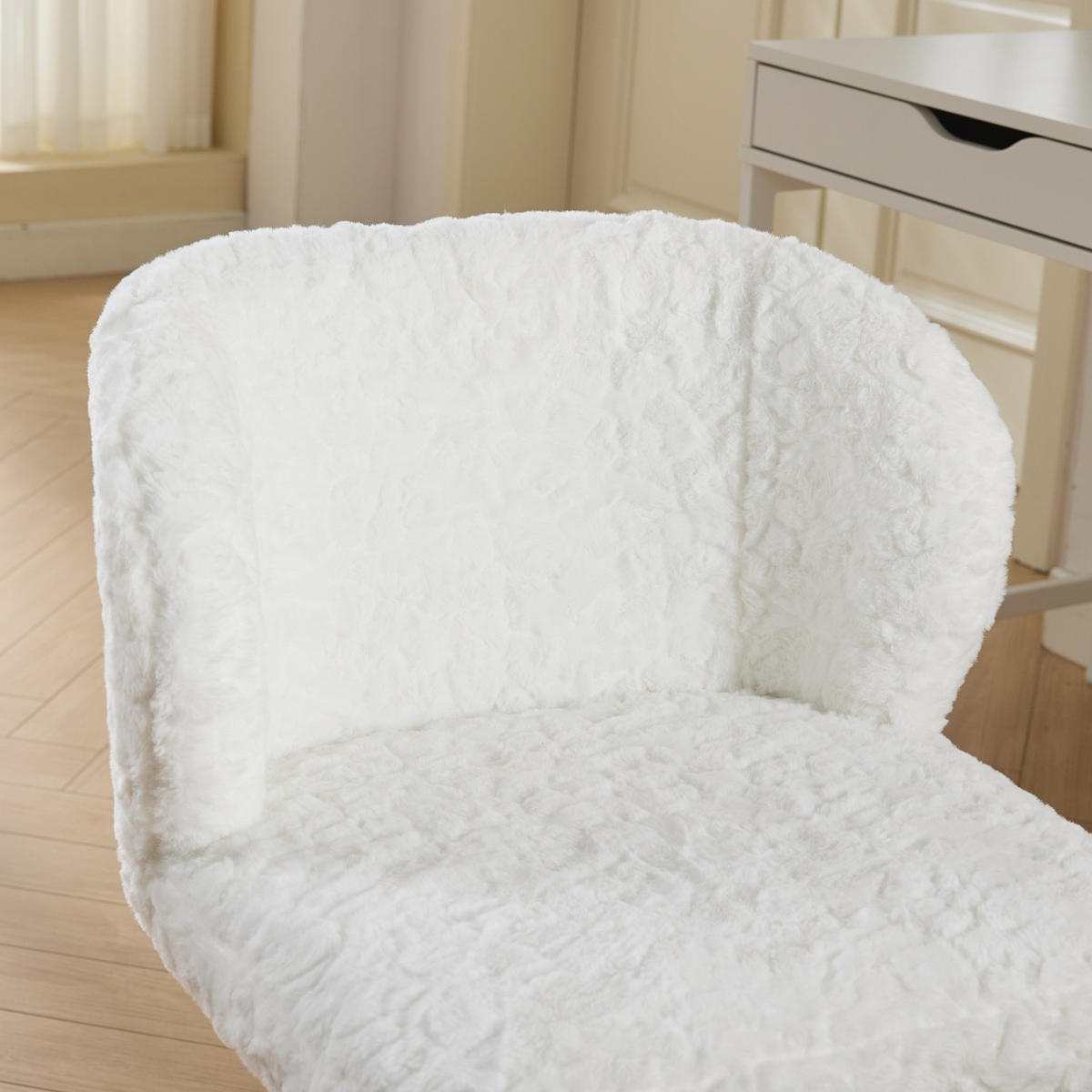 SCHREIBTISCHSTUHL Cremefarbe Drehbar Höhenverstellbar - Creme, Metall (55/81/57cm) - PANGIVO