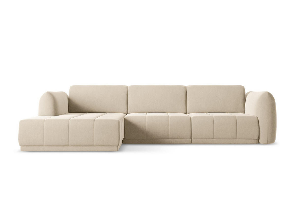ECKSOFA Links Samt Stoff Beige - Beige/Creme, Kunststoff/Textil (170/290cm) - Makamii