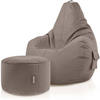 SITZSACK + Hocker "Cozy+Stay" 2er Set - Braun, Textil (70/90/80cm) - Green Bean