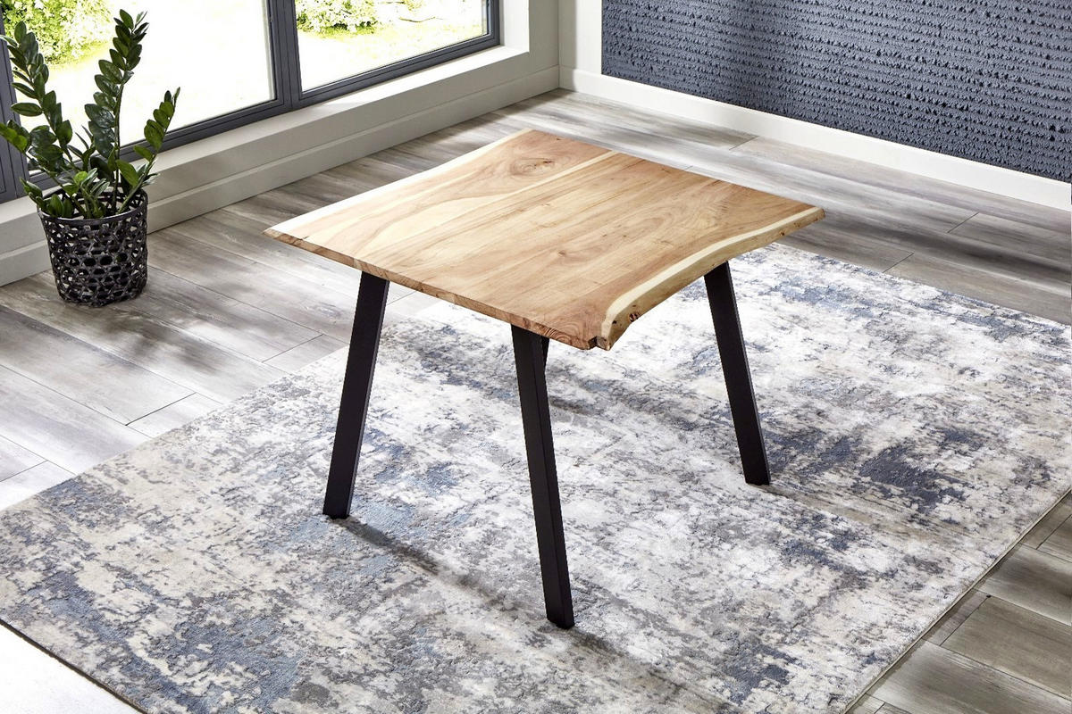ESSTISCH LAXMI - Beige/Schwarz, Holz/Metall (80/80/77cm) - SAM