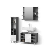 BADMÖBEL-SET Fucino Anthrazit 3 Teile, mit Midischrank Tür klein - Anthrazit/Weiß, Holzwerkstoff (80/54/32cm) - Livinity®