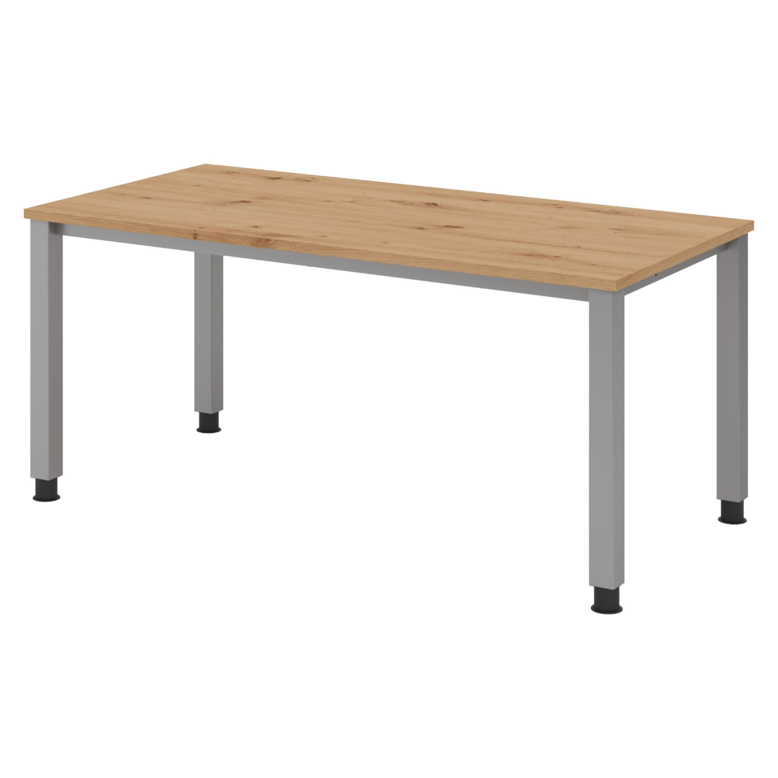 SCHREIBTISCH Serie-Q Gestell: Silber 80/160/74 cm in Wildeiche - Wildeiche, Holzwerkstoff (80/160/74cm) - bümö