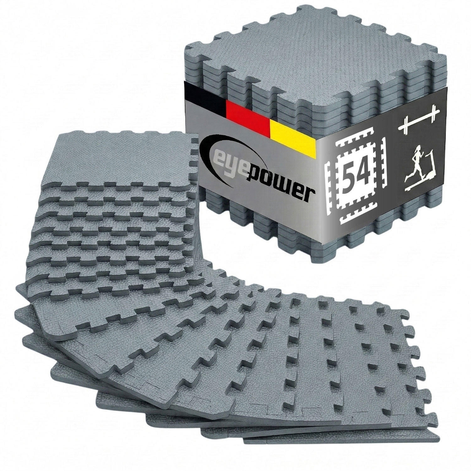 BODENSCHUTZMATTE 30x30x1 cm, Grau, 54er Set - Grau, Kunststoff (30/30cm) - eyepower