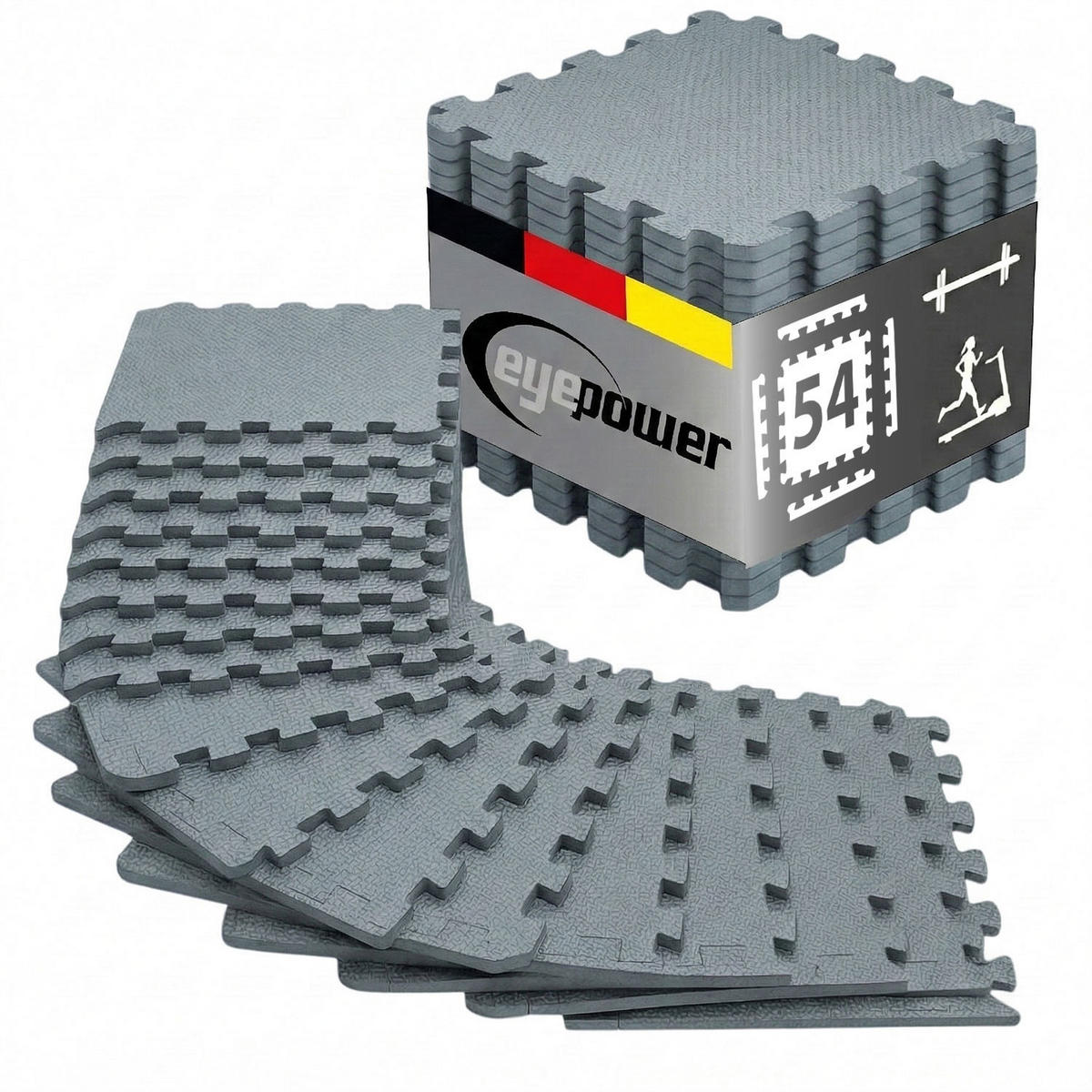 BODENSCHUTZMATTE 30x30x1 cm, Grau, 54er Set - Grau, Kunststoff (30/30cm) - eyepower