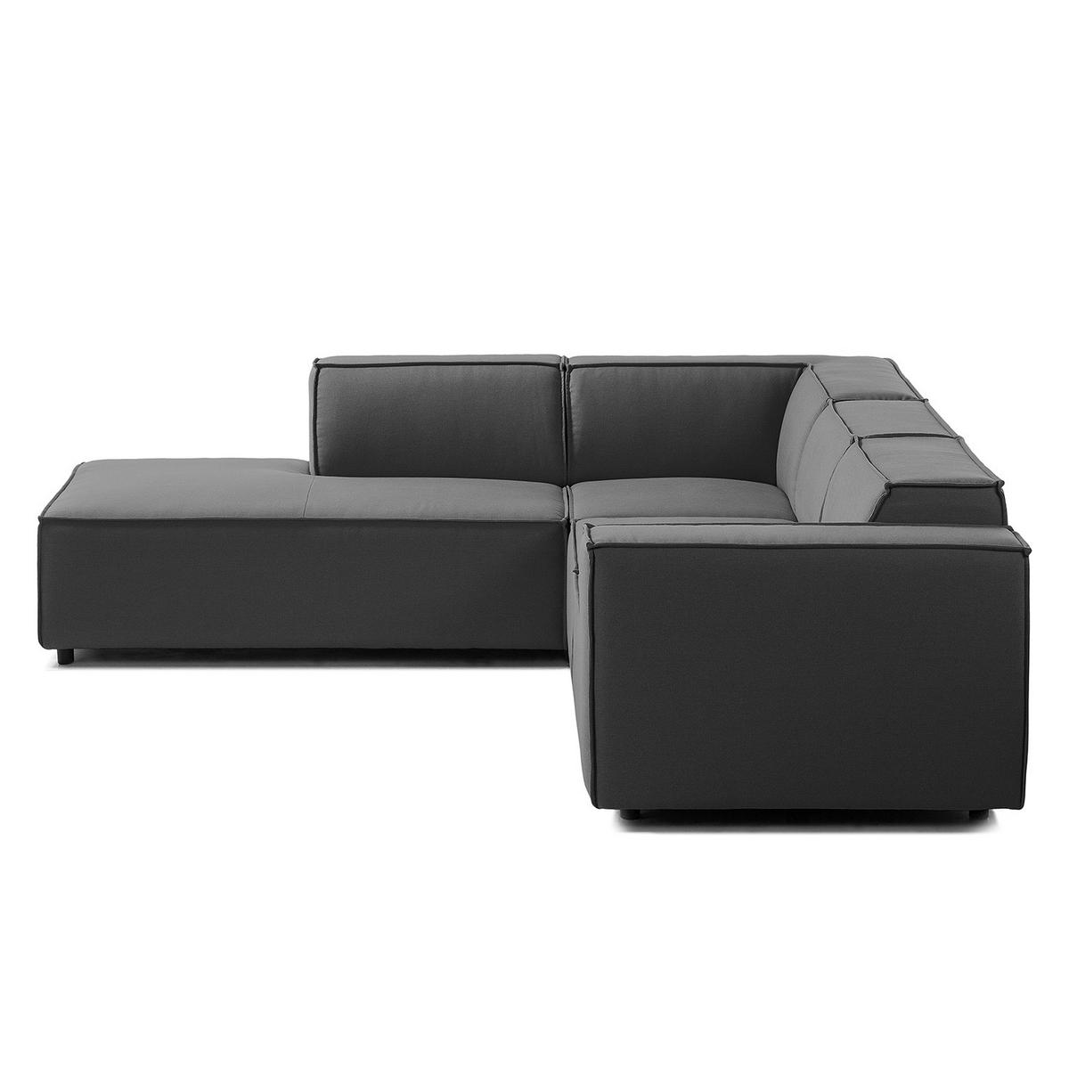 ECKSOFA mit Ottomane - Anthrazit/Schwarz, Kunststoff/Textil (260/234cm) - home24