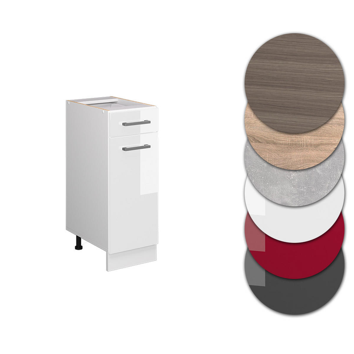 KÜCHENUNTERSCHRANK R-Line Weiß Hochglanz 30 cm ohne AP - Weiß Hochglanz/Weiß, Holzwerkstoff (30/81.6/46cm) - Vicco
