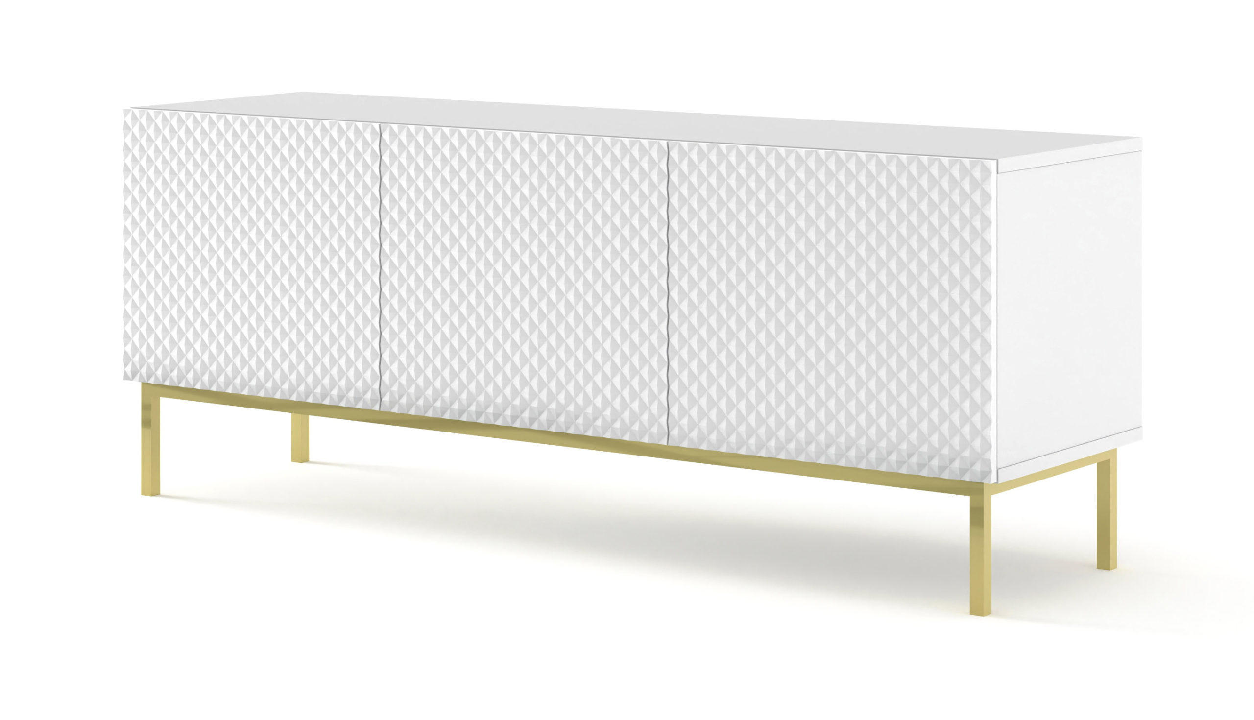 TV LOWBOARD Weiß, Weiß Hochglanz, Gold 150/58/42 - Weiß Hochglanz/Weiß, Holzwerkstoff (150/58/42cm) - RAUMHIRSCH FURNITURE
