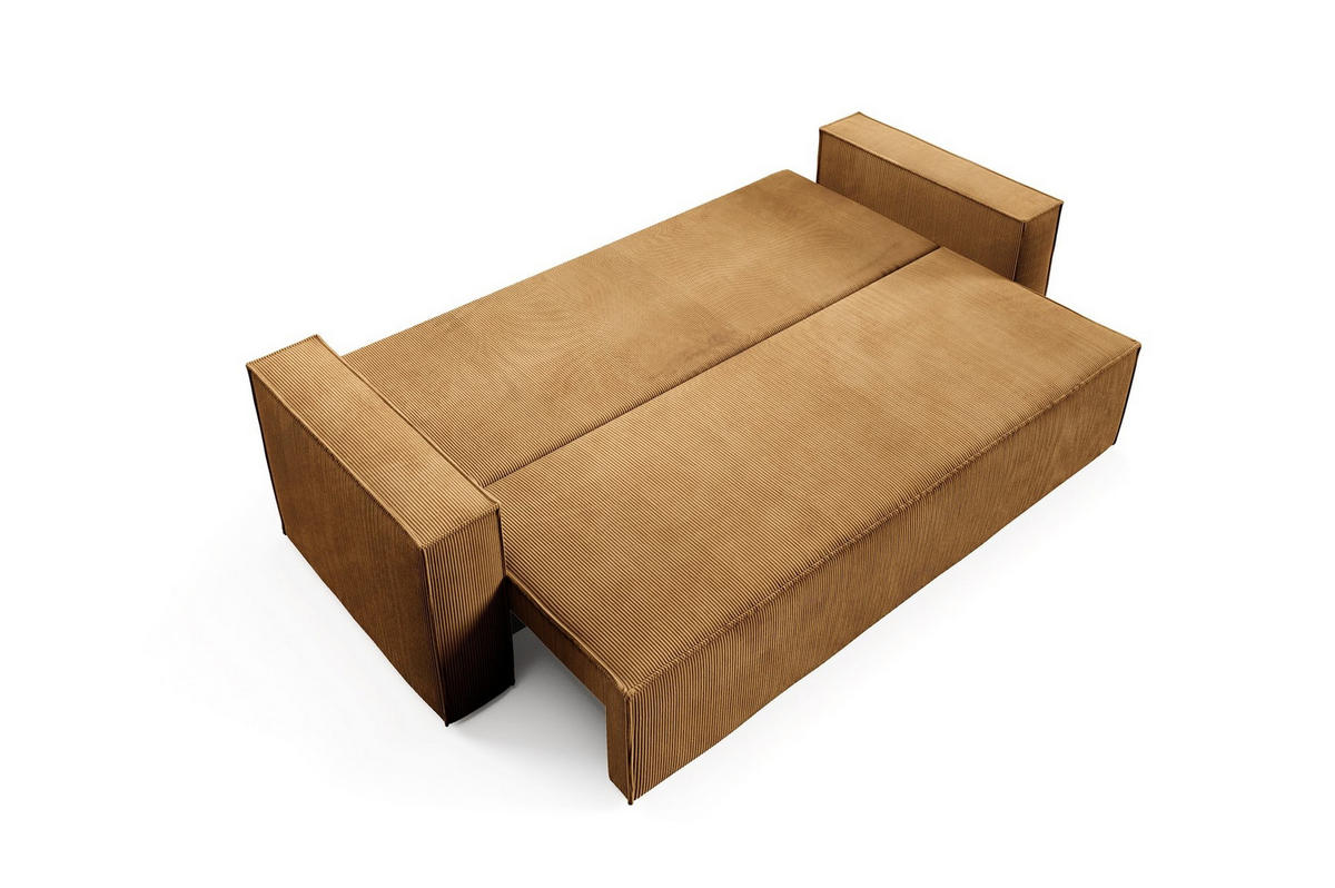 SOFA Roda Gelb, Kordsofa mit Schlaffunktion - Gelb, Holzwerkstoff/Textil (248/93/96cm) - Bettso