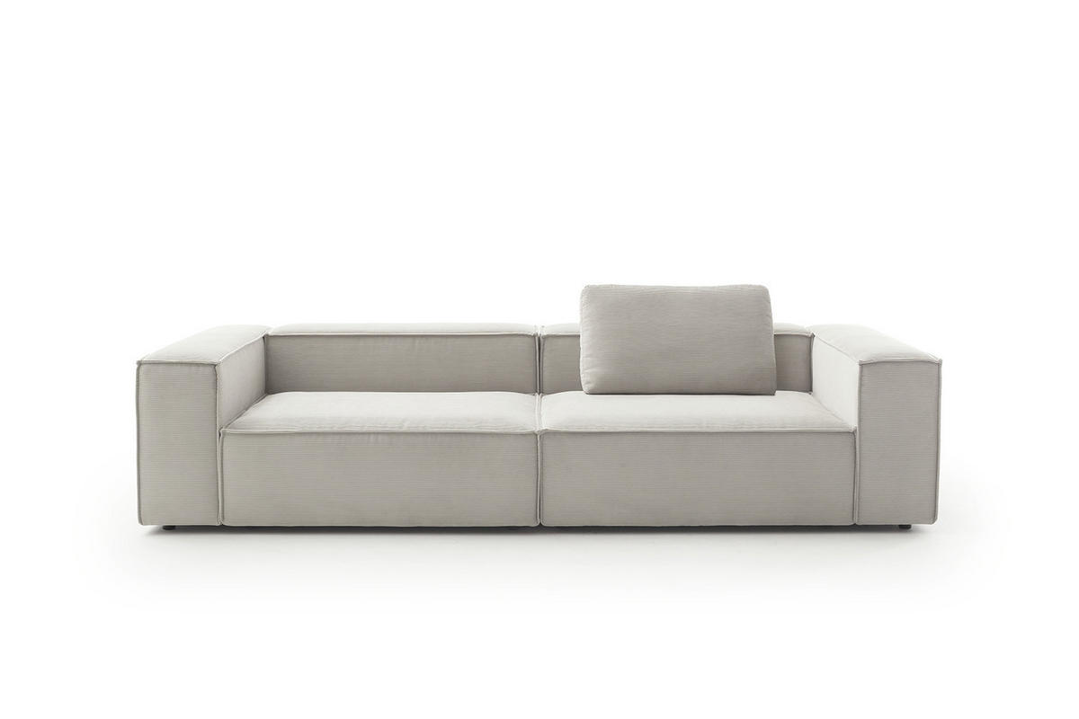 SOFA CARMO Silber Cord - Silberfarben/Schwarz, Kunststoff/Textil (306/68/118cm) - KAWOLA