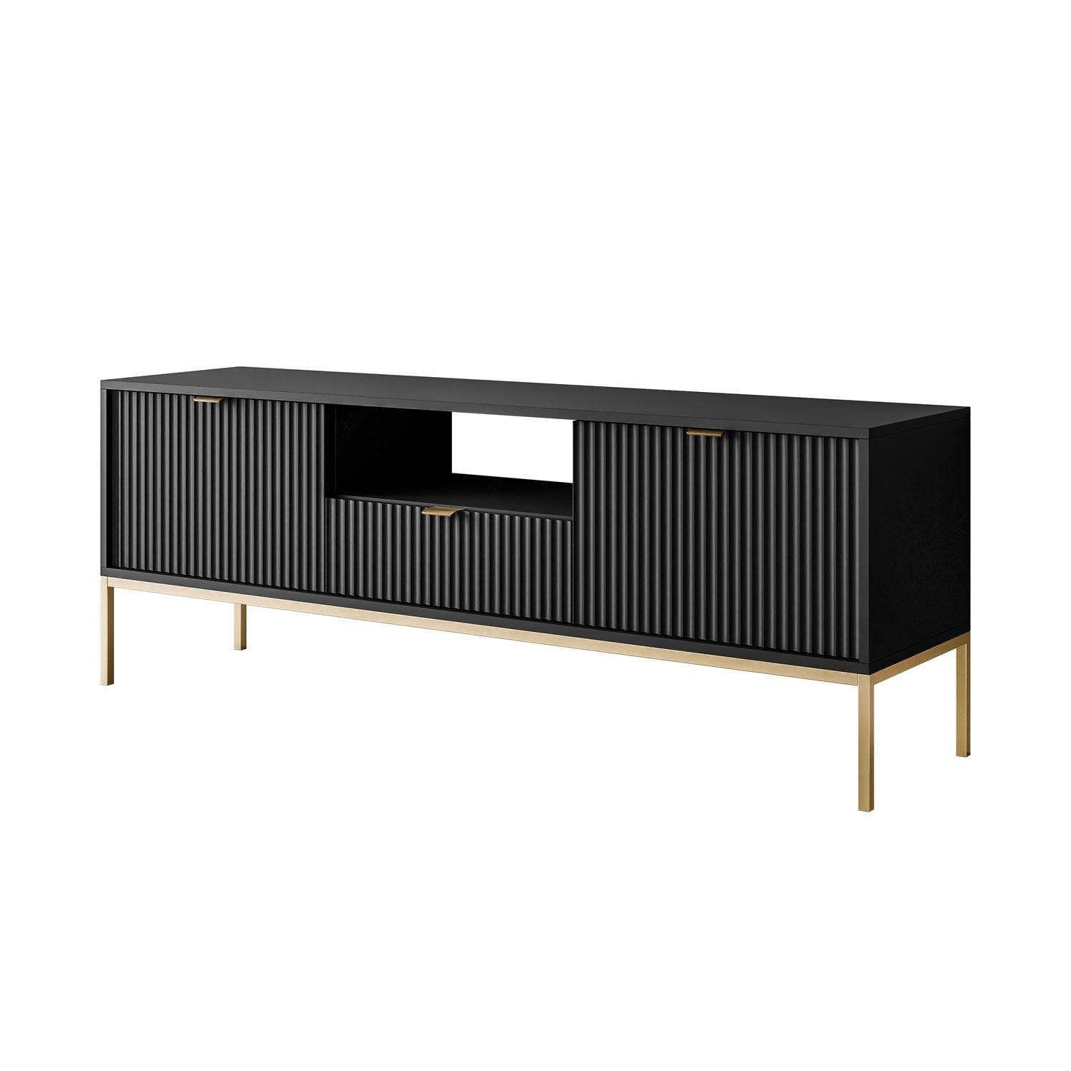 TV-ELEMENT CORTADO GOLD RTV154 SCHWARZ - Schwarz, Holzwerkstoff (154/56/39cm) - Lookway