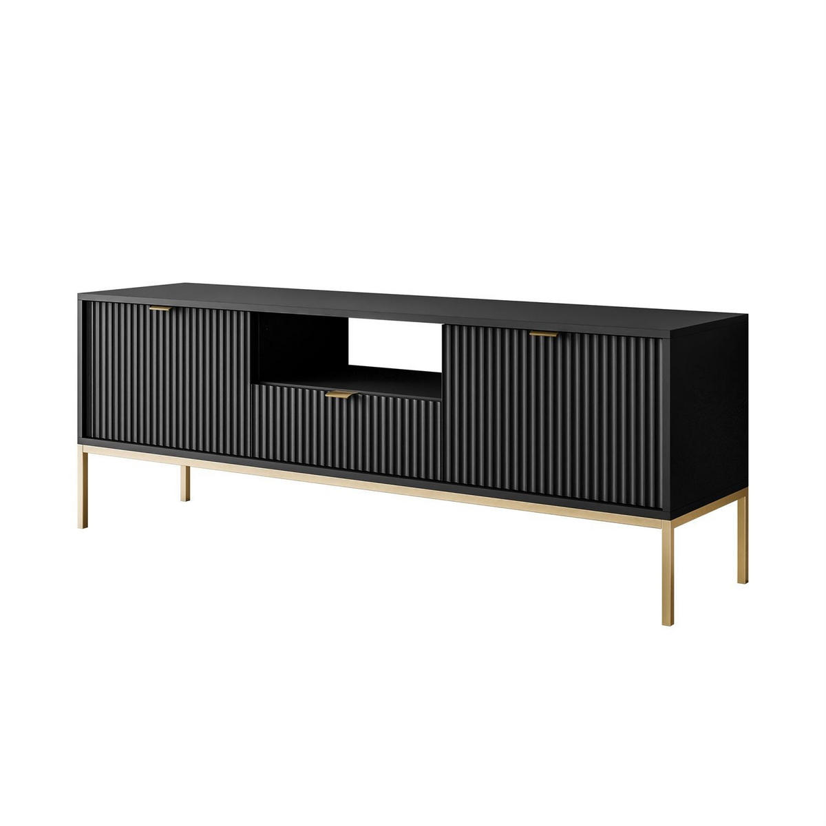 TV-ELEMENT CORTADO GOLD RTV154 SCHWARZ - Schwarz, Holzwerkstoff (154/56/39cm) - Lookway