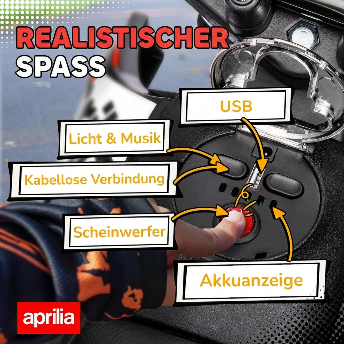 KINDERMOTORRAD Kunststoff Metall Rot - Rot, Kunststoff (106.5/56/80cm) - AIYAPLAY