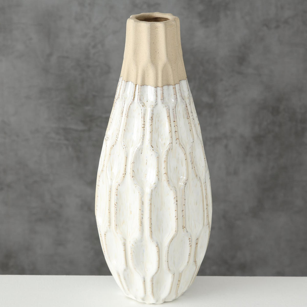 BLUMENVASE Malia 35 cm - Weiß, Keramik (35cm) - Boltze Home