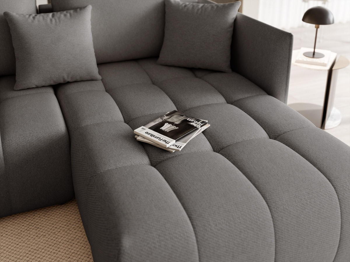 WOHNLANDSCHAFT LORISSE mit Schlaffunktion und Bettkasten Dunkelgrau - Dunkelgrau, Holzwerkstoff/Kunststoff (300/85/200cm) - Idohome