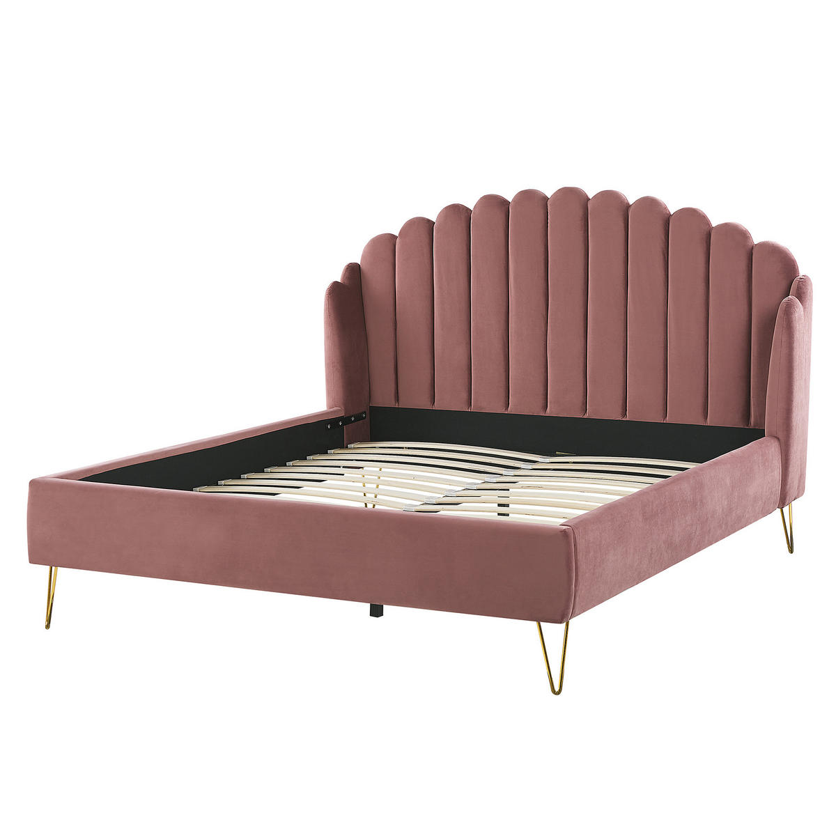 POLSTERBETT 160/200cm Rosa Ambillou - Pink, Textil (160/200cm) - Beliani
