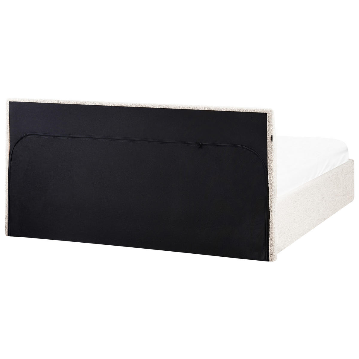 POSTELJA s prostorom za shranjevanje 160/200 bouclé kremasto bela Orbey - krem, tekstil (160/200cm) - Beliani