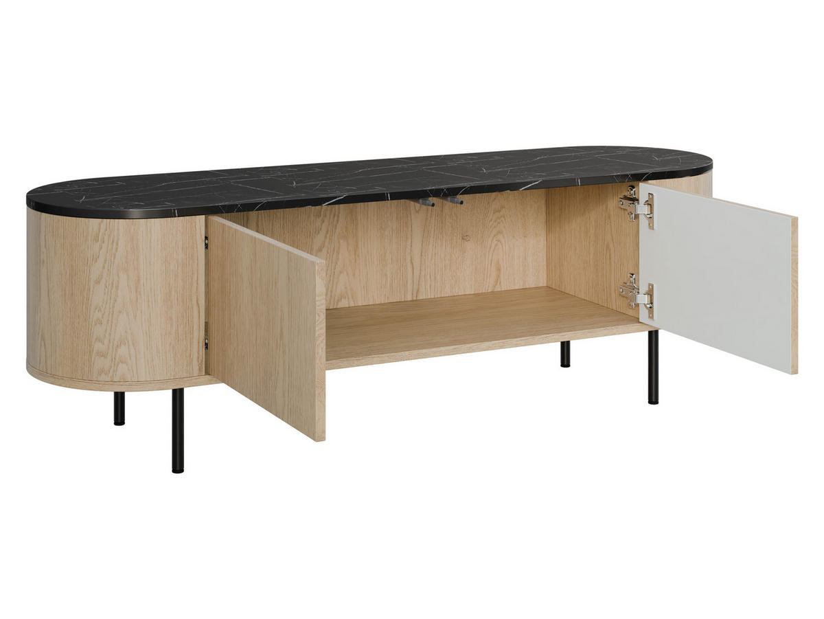 TV-LOWBOARD Lygrint 140 2D - Eichefarben/Goldfarben, Holzwerkstoff/Metall (139/45/40cm) - MIRJAN24