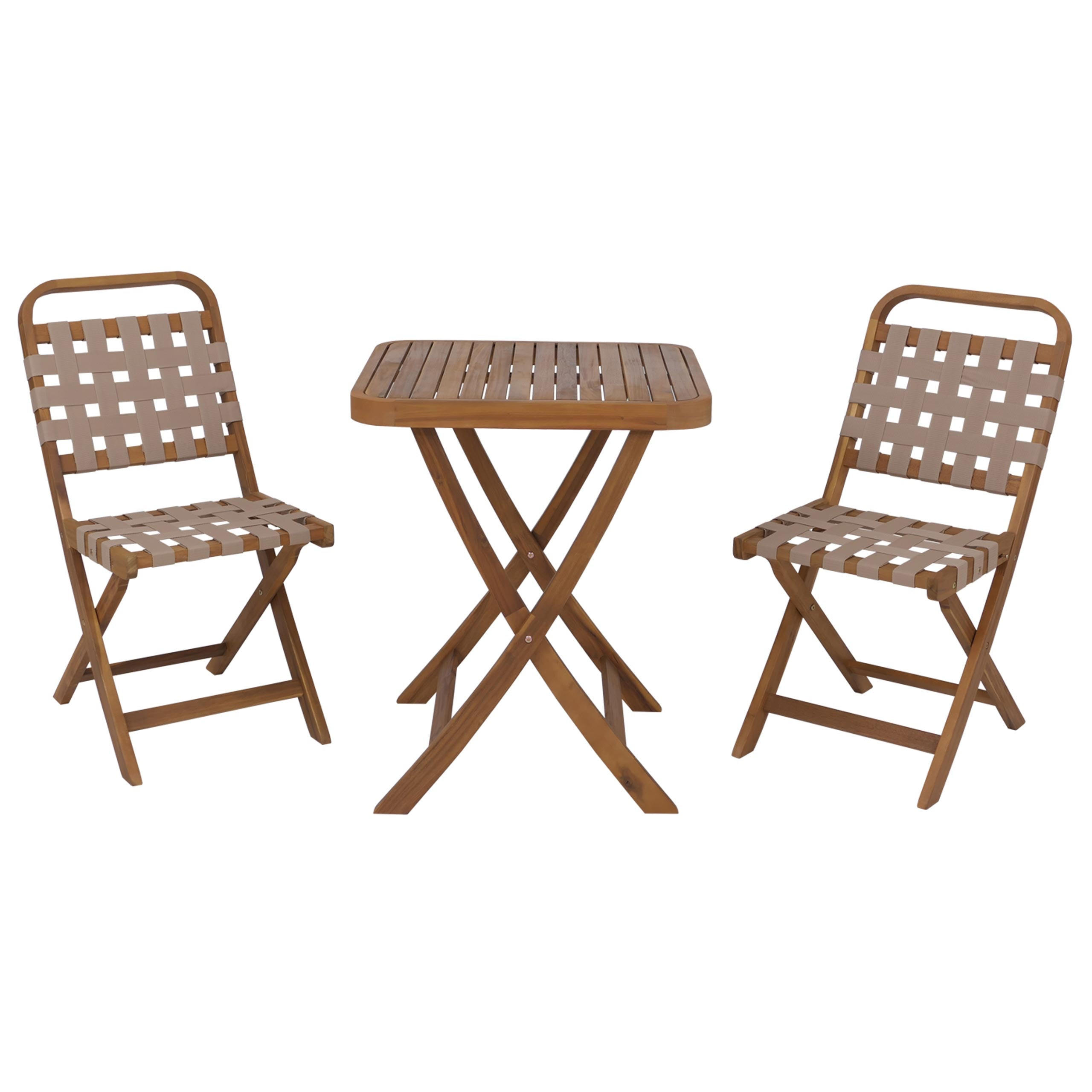 GARTEN-SET 2x Stuhl Natur-Creme - Creme, Holz - PROREGAL