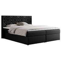 BOXBETT LEILA 180/200 Schwarz Kunstleder - H3 - Schwarz, Holz/Textil (180/200cm) - MKS