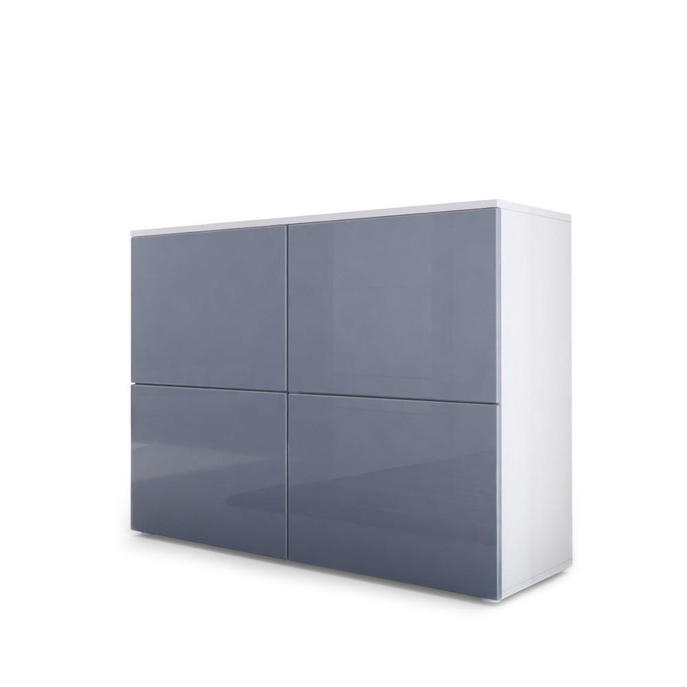 KOMMODE Rova Grau Hochglanz / Grau Hochglanz - Grau, Holzwerkstoff (92/72/35cm) - Vladon