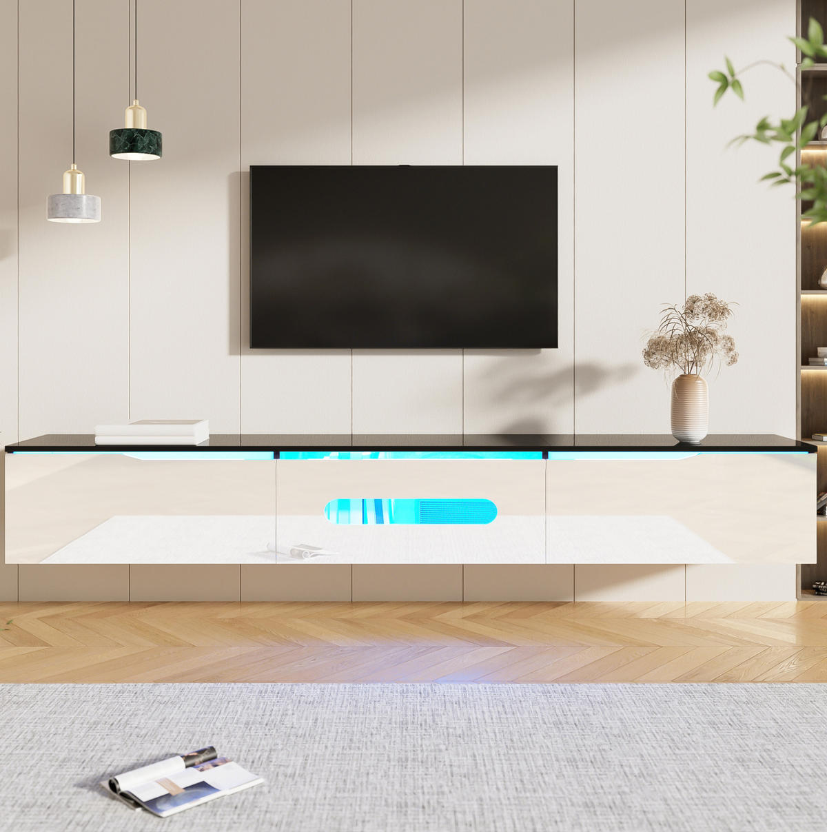 TV-ELEMENT mit LED 180 x 35 x 30 cm Schwarz-Weiß - Weiß, Holzwerkstoff (35/30/180cm) - Beauniv