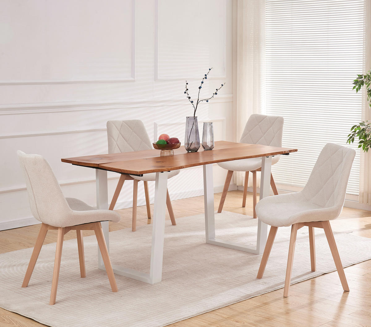 STUHL TANIA Creme 2 Stück - Creme, Holz/Textil (52/88/60cm) - B&D Home