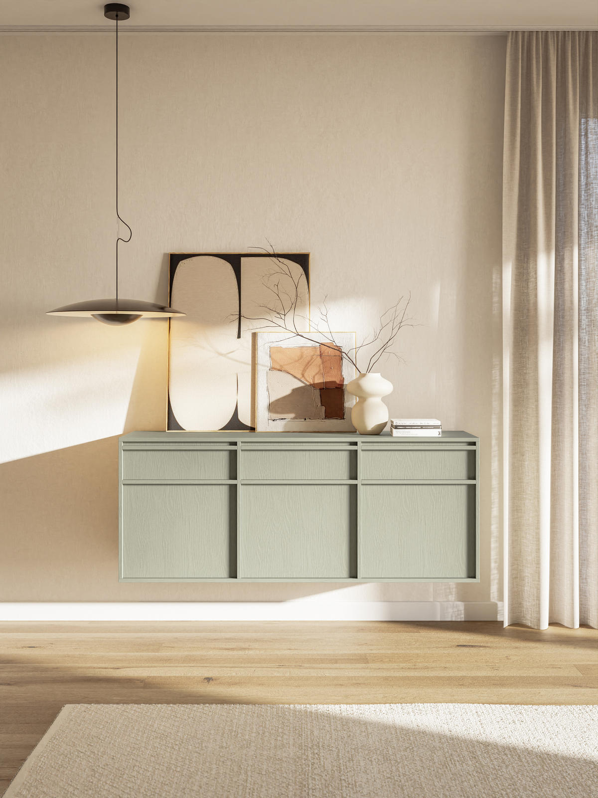 SIDEBOARD Evo Salbeigrün 154 cm - Salbeigrün, Holzwerkstoff (154/61.6/39cm) - Selsey