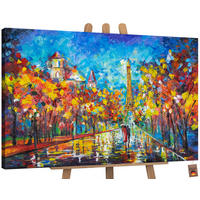 GEMÄLDE Nachts in Paris auf Keilrahmen 120x80 cm - Blau, Holz (120/80cm) - YS-art gallery