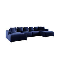 WOHNLANDSCHAFT Megan In Salvador - Dunkelblau, Holzwerkstoff/Textil (426/75/165cm) - Fun Möbel