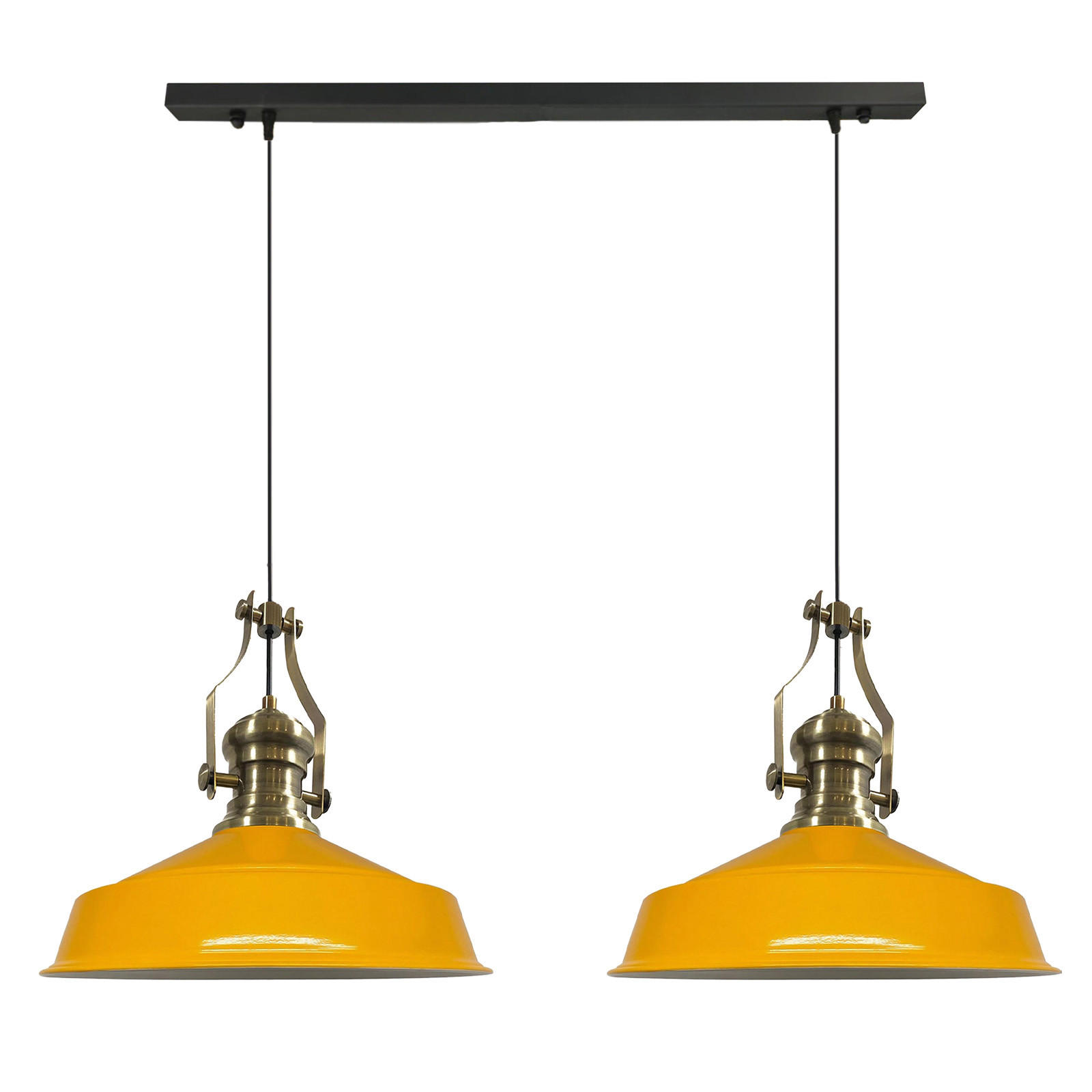 PENDELLEUCHTE Asletl Vintage 2 Flammig 41/36 cm - Weiß Hochglanz/Gelb, Metall (41/36cm) - Bamyum