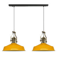 PENDELLEUCHTE Asletl Vintage 2 Flammig 41/36 cm - Weiß Hochglanz/Gelb, Metall (41/36cm) - Bamyum