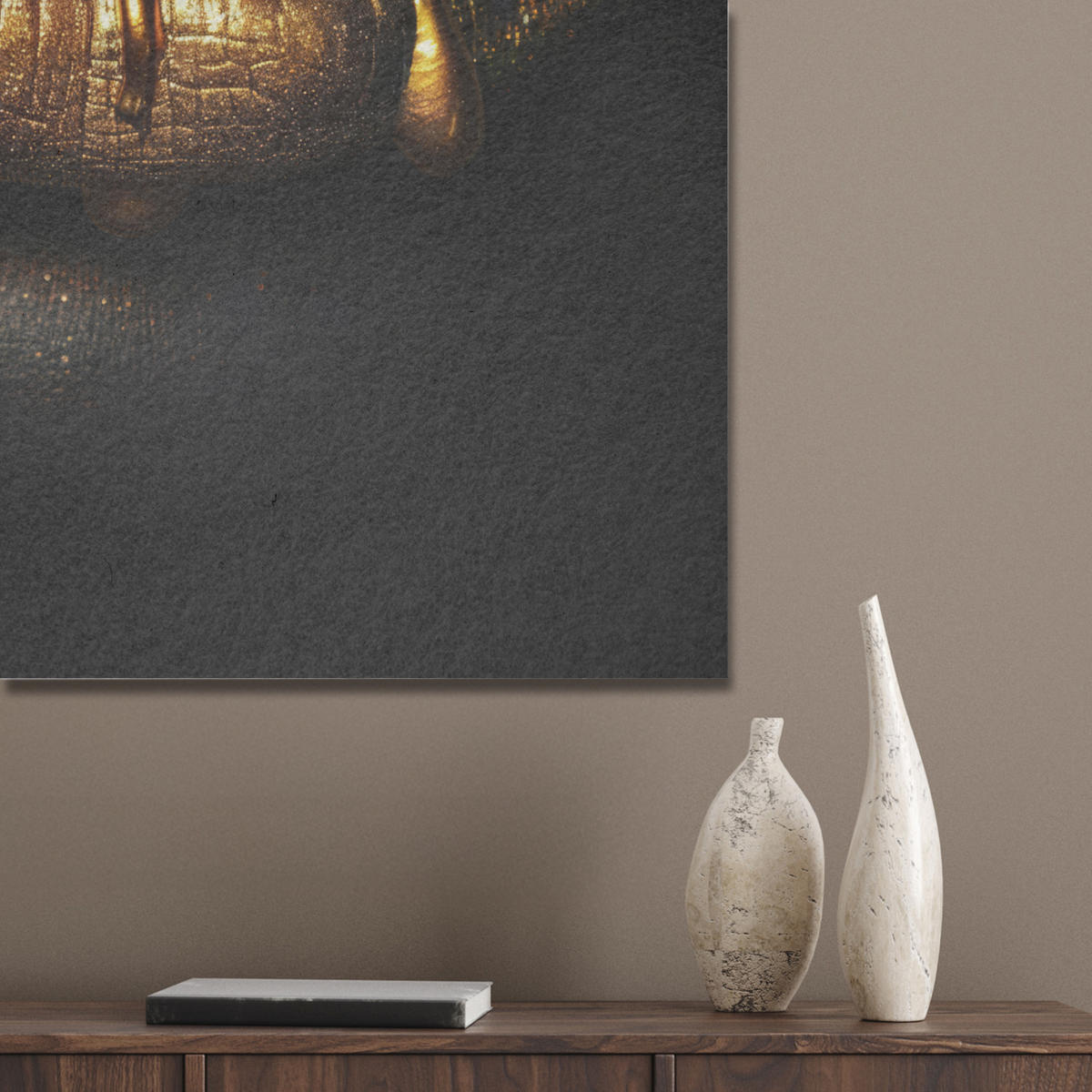 AKUSTIKPANEEL Frau - Porträt - Lippen - Gold - Schwarz 60x80 cm - Schwarz, Textil (60/0.9/80cm) - MuchoWow