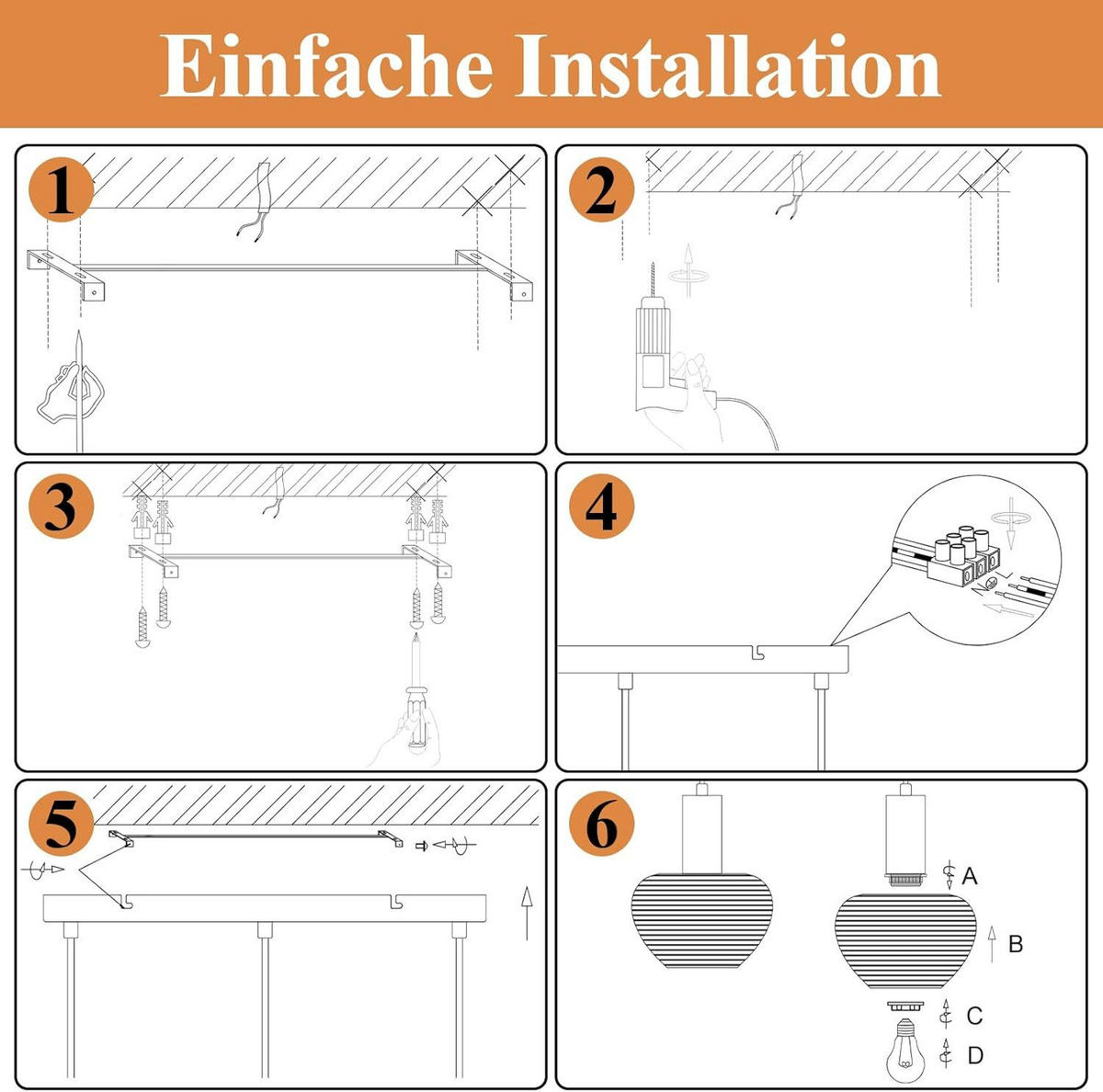 PENDELLEUCHTE BARBARA Ⅲ 70/56/120 cm - Schwarz, Metall (70/56/120cm) - Nettlife