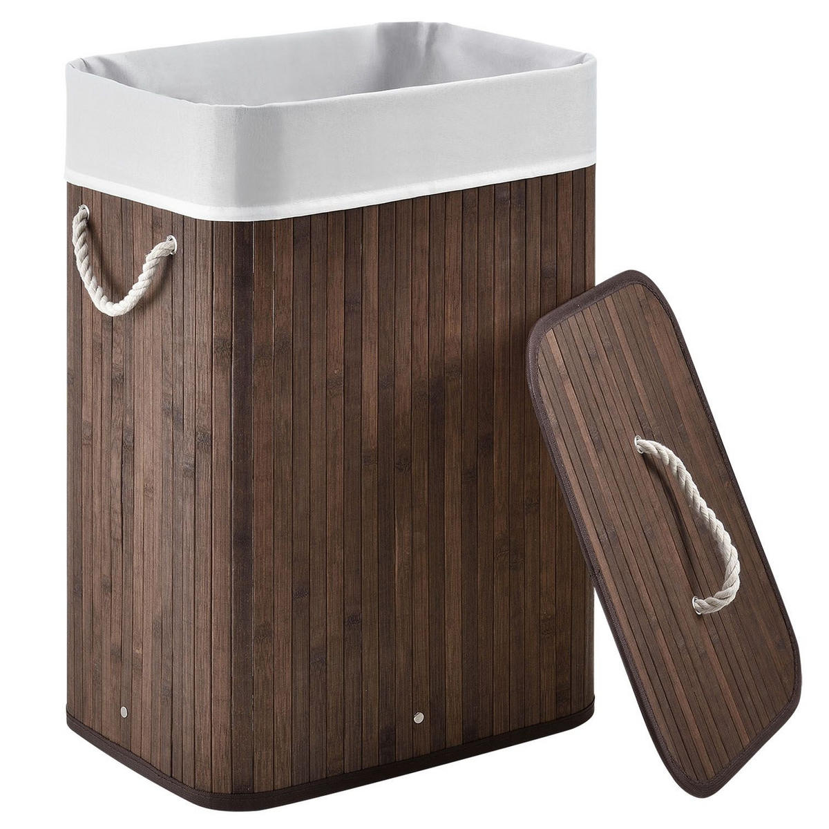 WÄSCHEKORB Curly 72 L braun - Braun, Holz (40/60/30cm) - Juskys