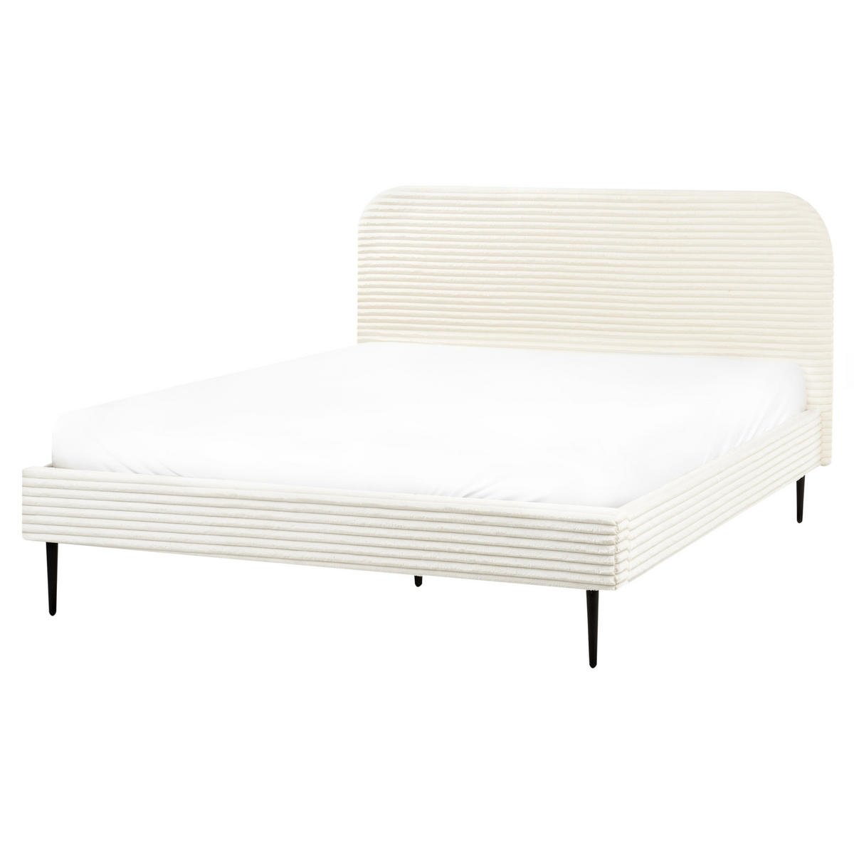 POLSTERBETT mit Lattenrost 160x200 cm Weiß Flayat - Creme, Textil (160/200cm) - Beliani